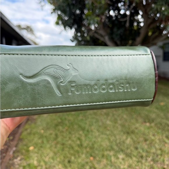 FUMDDAISHU FASHION Soft Leather Crossbody Versatile Boston Bag Green and Brown - Picture 4 of 16